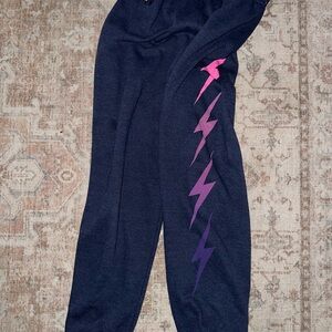 Aviator Nation Navy Joggers with Pink and Purple Lightning Bolts